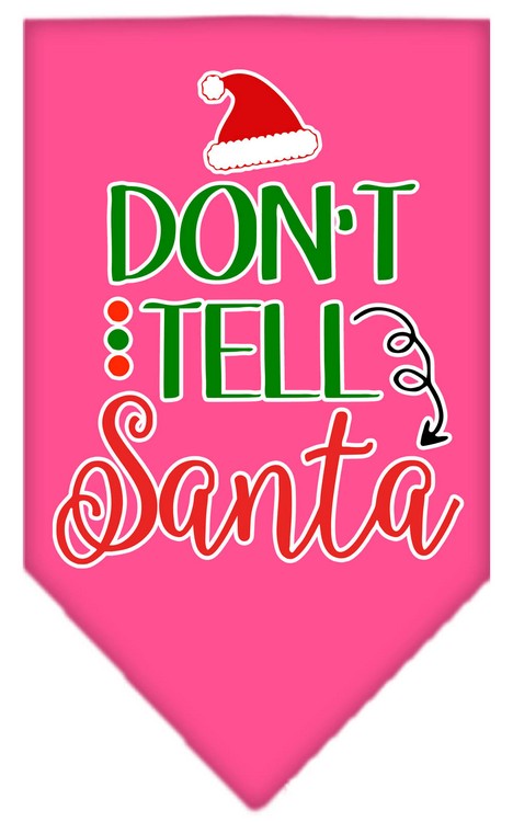Don't Tell Santa Screen Print Bandana Bright Pink Large